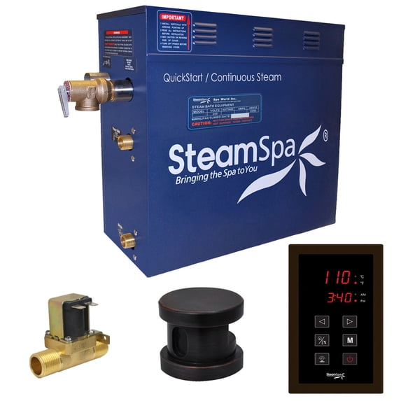 SteamSpa OAT900OB-A 9 kW Oasis QuickStart Acu-Steam Bath Generator Pack with Built-in Auto Drain, Oil Rubbed Bronze