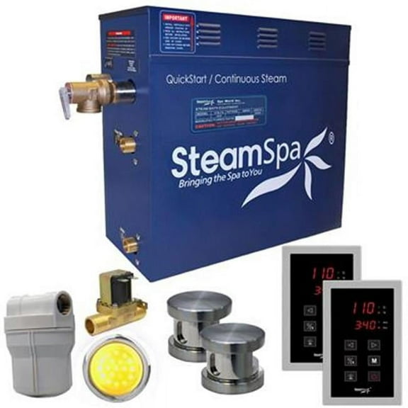 SteamSpa RYT1050BN-A 10.5 kW Royal QuickStart Acu-Steam Bath Generator Pack with Built-in Auto Drain, Brushed Nickel