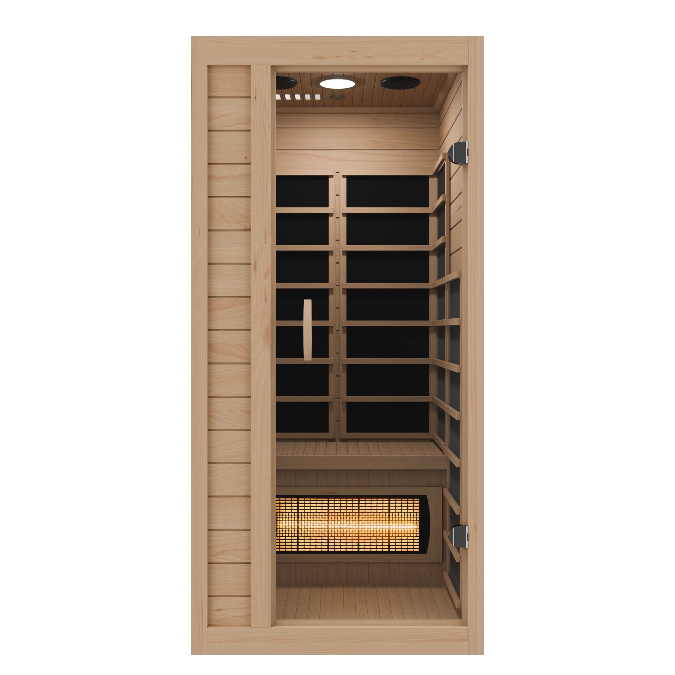 Lucia 1- Person Indoor Hemlock Wooden Carbon FAR Infrared Home Sauna Room with LED Touch Control Panel and Heater