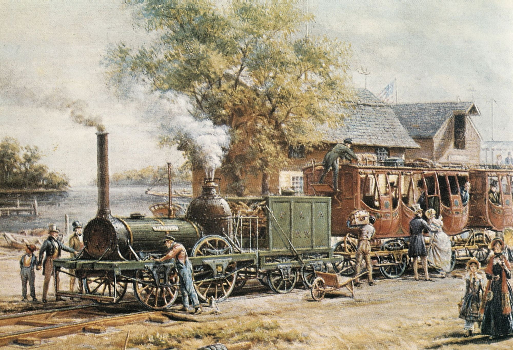 Steamtrain (1850) In New Jersey Canvas Art - (24 x 18)