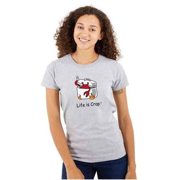 Steamy Boiling Crab Cooking Novelty Womens Slim Fit Graphic Tee Brisco Brands X