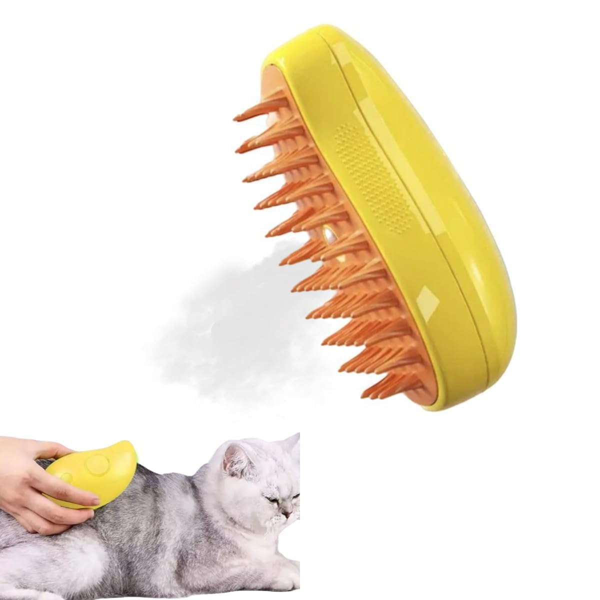 Steamy Cat Brush - 3 In1 Cat Steamy Brush, Self Cleaning Steam Cat Brush,  Cat Steamer Brush for Massage, Cat Hair Brush for Removing Tangled and