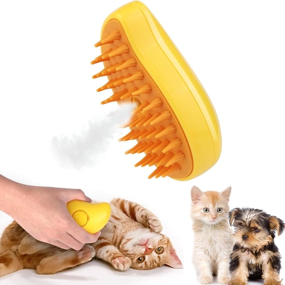 Steamy Cat Brush - 3 In1 Cat Steamy Brush, Self Cleaning Steam Cat Brush, Cat Steamer Brush for Massage, Cat Hair Brush for Removing Tangled and Loosse Hair