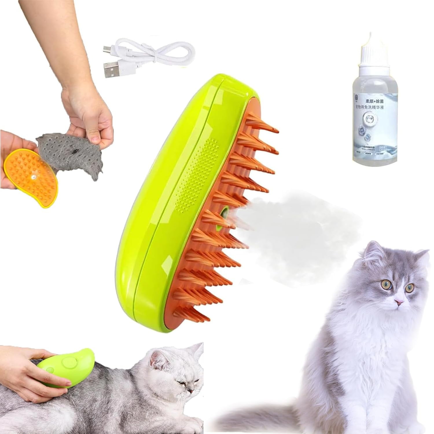 Steamy Cat Brush 3 in1 Cat Steam Brush, 2024 Best Cat Steamy Brush
