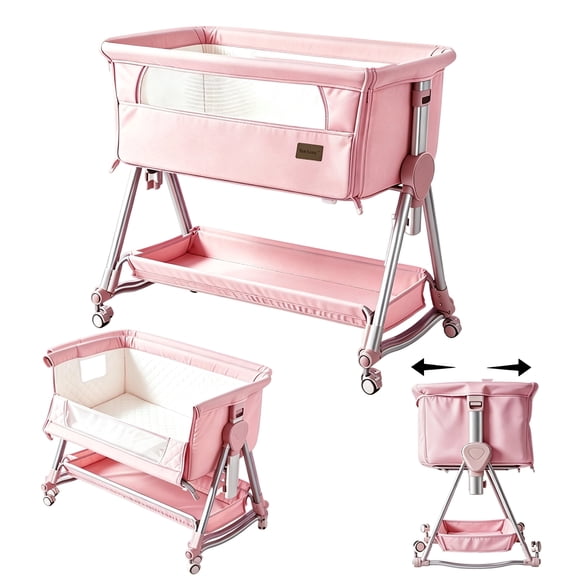Steanny Bedside Sleeper,Baby Bassinet with Rocking Mode for Neborn,3-in-1 Cradle,Foldable Travel Crib