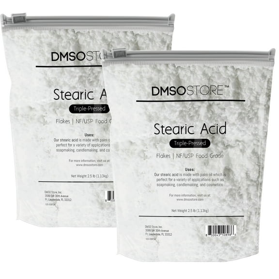 Stearic Acid 5 lbs. White Triple Pressed Flakes NF/USP Food Grade, Vegetable-Based | Used for Formulation Stability