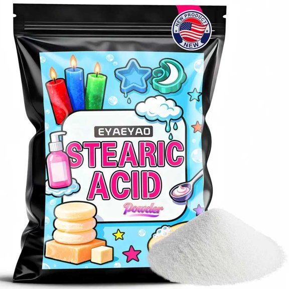 Stearic Acid Powder, Fine Grinded for DIY Candle Making, Soap Making, Cosmetic Formulations (Lotions, Creams) & Lube Making (16 oz)