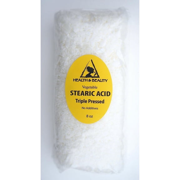 Stearic Acid Vegetable Triple Pressed Cosmetic Grade Pastilles Beards 100% Pure by H&B Oils Center (8 oz) 8 Ounce (Pack of 1)