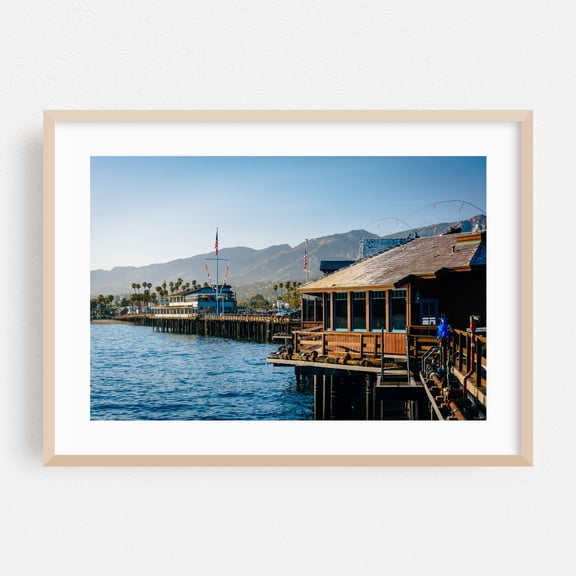 Stearn's Wharf - Santa Barbara California Photography Oak Framed Wall Art Print 20 x 30 inches
