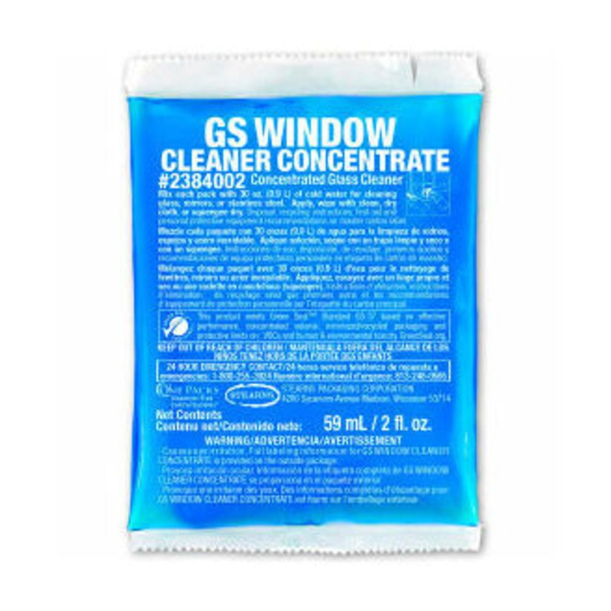 Stearns GS Window Cleaner Concentrate - 2 oz Packs 48 Packs/Case - 2384002