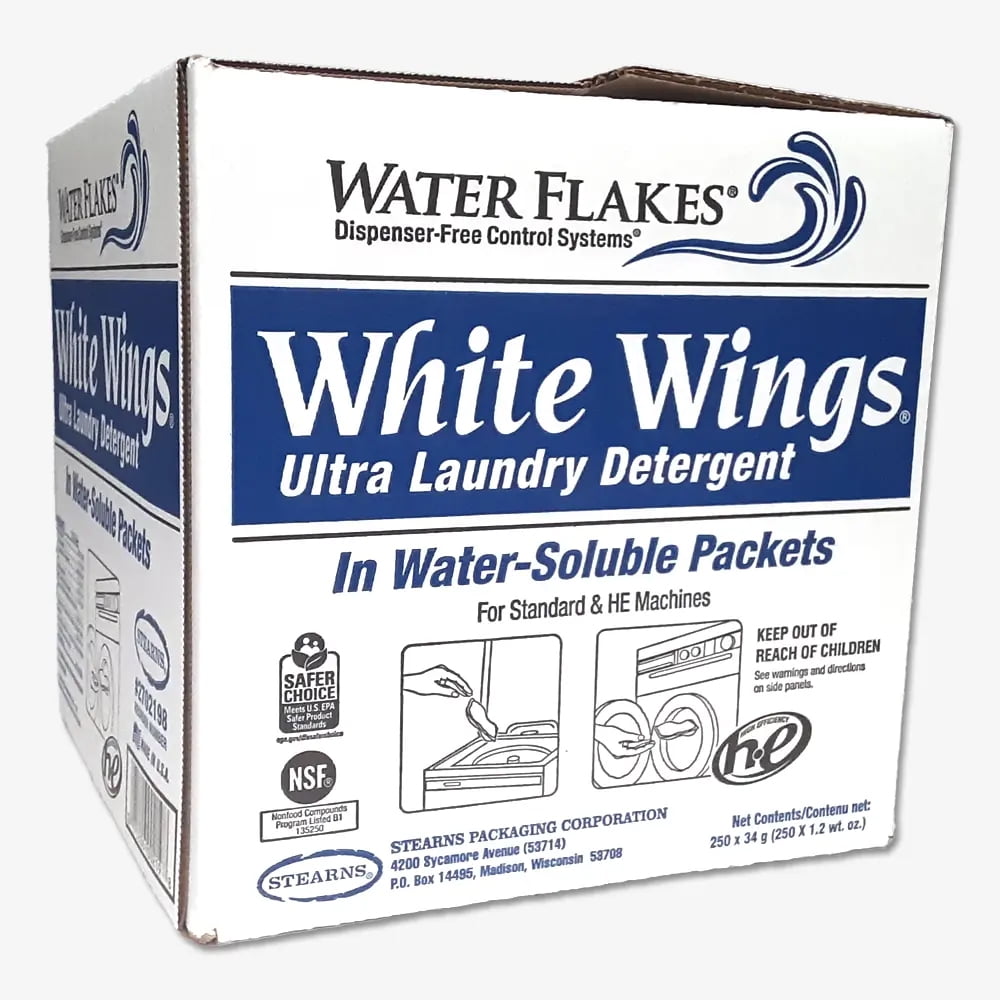 Stearns Water Flakes White Wings Ultra Laundry Det. , 1/250/cs