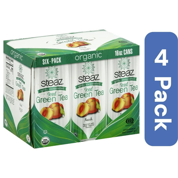 Steaz Iced Green Tea Antiox Brew Peach Organic (Pack of 4)