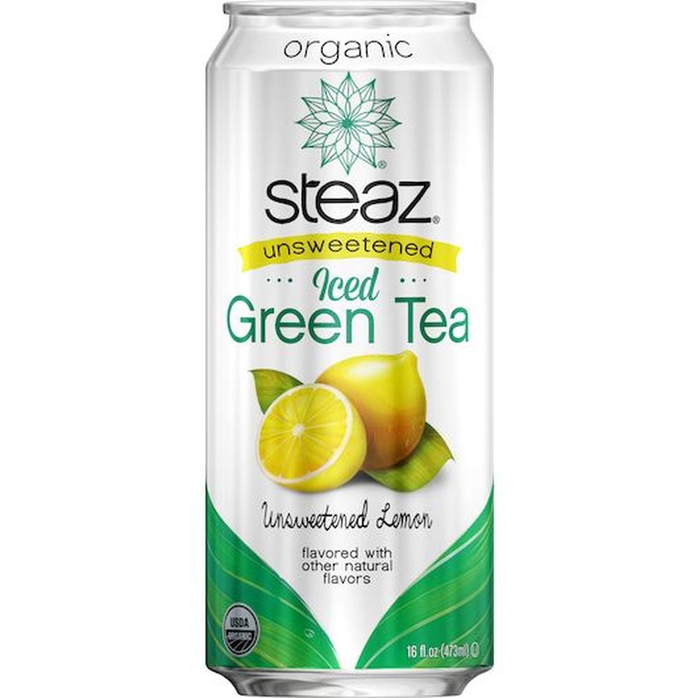 Steaz Organic Unsweetened Lemon Iced Tea, 16 Ounce -- 12 per Case.