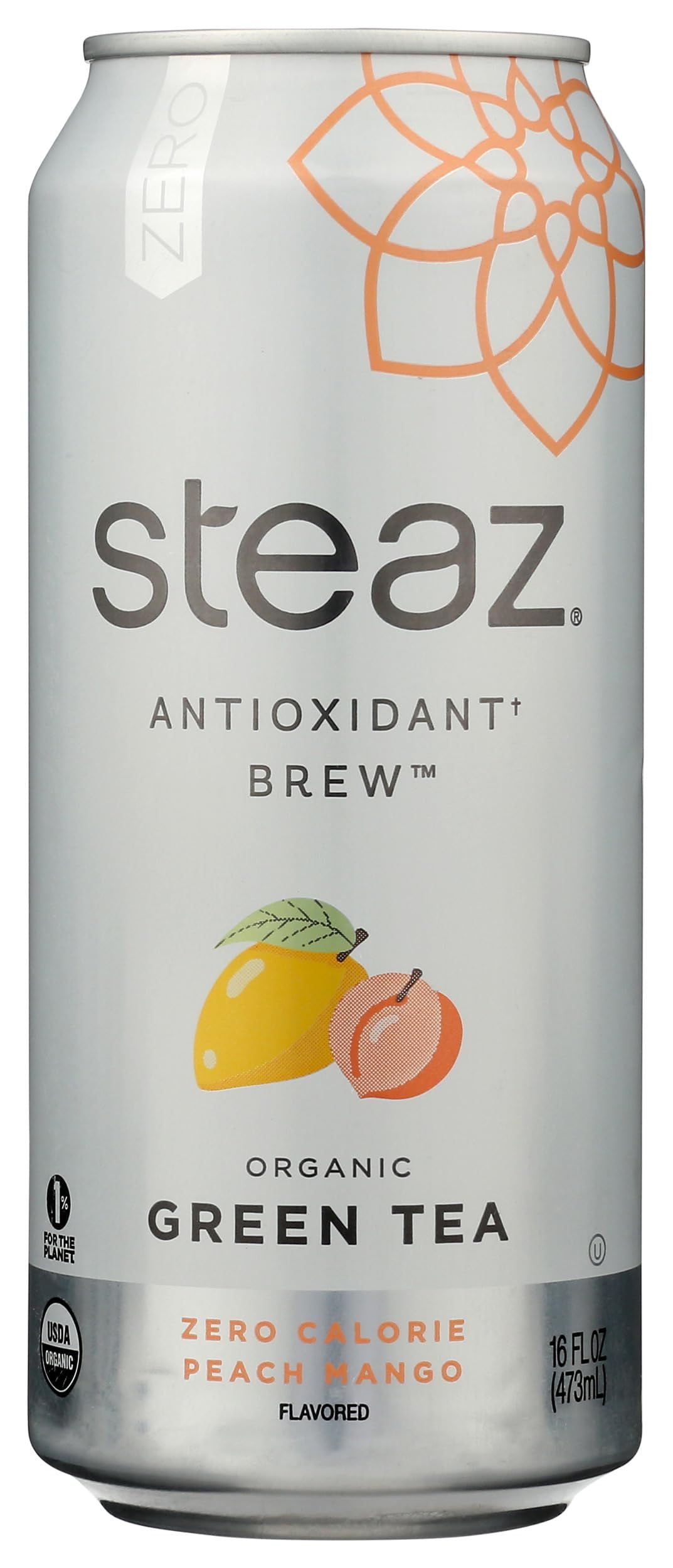Steaz, Organic Zero Calorie Iced Green Tea, Peach Mango, 16 Fl Oz