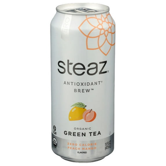 Steaz Organic Zero Calorie Peach Mango Iced Green Tea 16 fl oz (Pack Of 2)