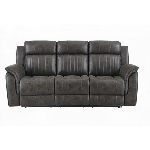 Steban Grey Reclining Sofa with 100% Polyester & Generous Stuffing