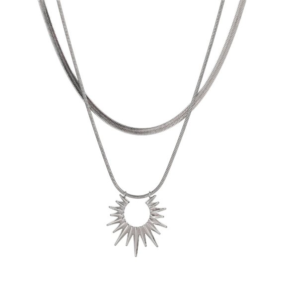 Stebcece Daily Wear Multilayer Sun Pendant Necklace Unique Jewelry Sun Layered Choker