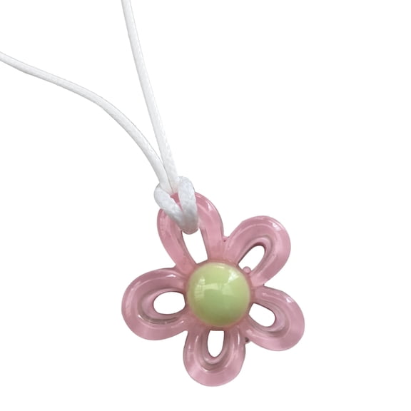 Stebcece Flower Pendant Necklace Bohemian Colorful Hollow Flower Pendant Choker Jewelry