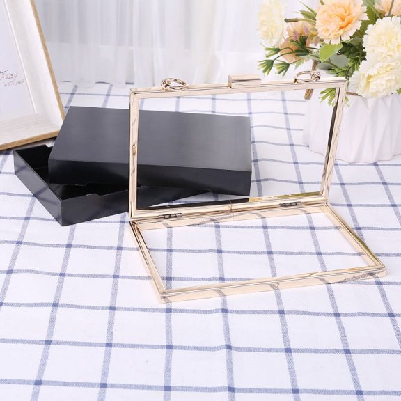 Stebcece Rectangle Metal Frame Box Purses Handles for DIY Handbags Evening Bag Clutch Acc