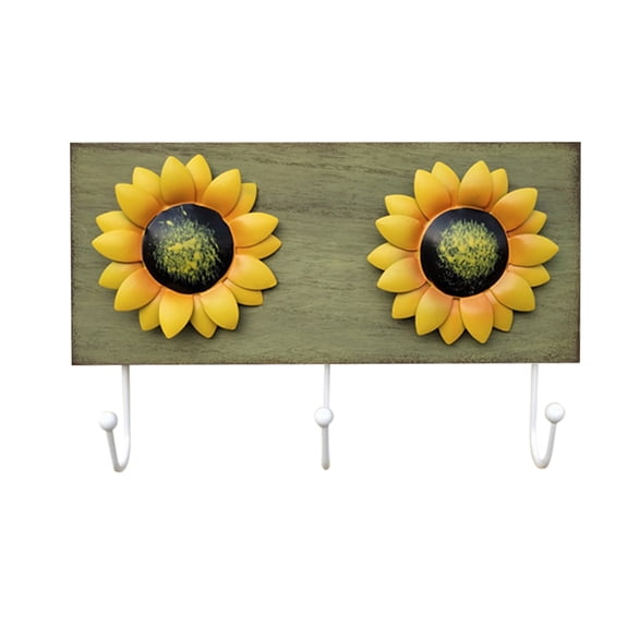 Stebcece Wooden Sunflower Wall Hook Keys Aprons Towel Hanger Kitchen Wall Decor Flower Wall Holder Countryside Farmhouse Wall Dec