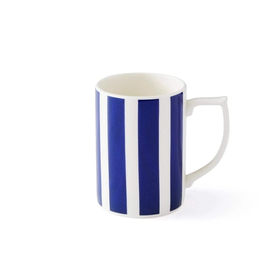 Spode Bold Steccato 12oz Earthenware Mug - Decorative Blue Striped Design - Elegant Hot Drink Cup for Brunch Table, Coffee Moments - Decorative Display Drinkware for Mother's Day Gift