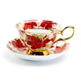 thumbnail image 1 of Stechcol Gracie Poinsettia Gold 7oz Bone China Tea Cup and Saucer, 1 of 5