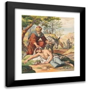 Stecher Litho. Co 12x13 Black Modern Framed Museum Art Print Titled - The Good Samaritan (1905)