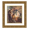 thumbnail image 1 of Stecher Litho. Co 20x22 Gold Ornate Framed and Double Matted Museum Art Print Titled - Jesus Laid in a Manger (1905), 1 of 4