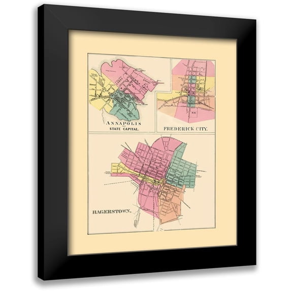 Stedman 20x24 Black Modern Framed Museum Art Print Titled - Annapolis, Frederick City, Hagerstown Maryland