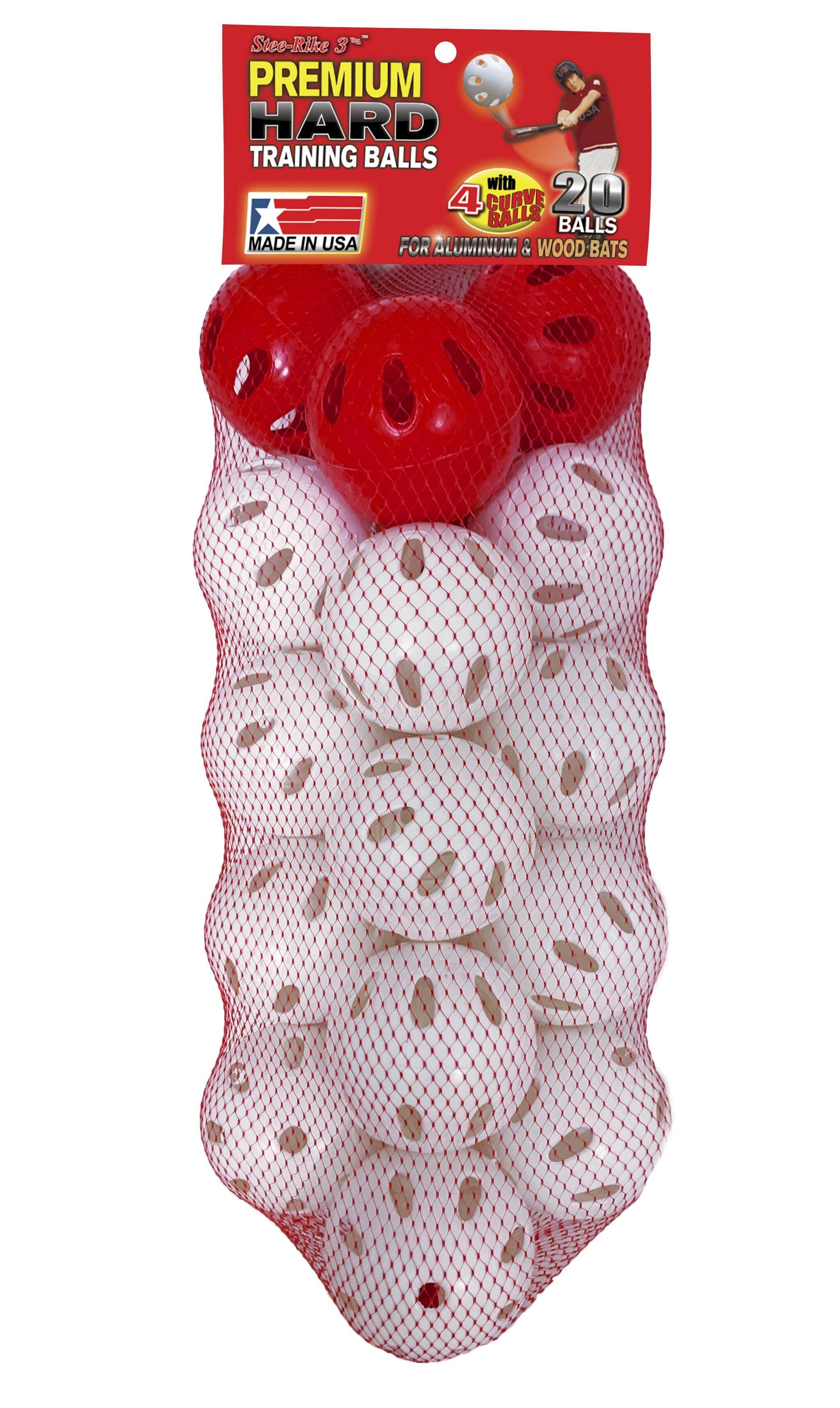 Stee-Rike 3 Premium Plastic Hard Practice Baseballs, White