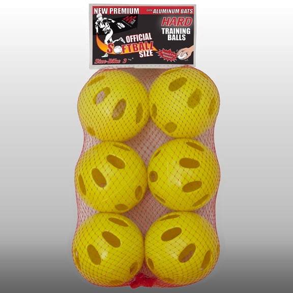 Stee-Rike 3 Hard Plastic Practice Softballs, Yellow, 6 Count