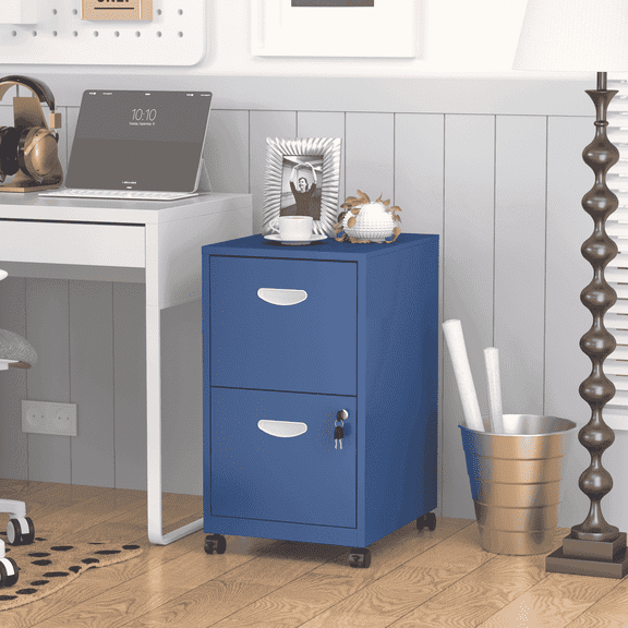 SteeLoong 2 Drawer File Cabinet Metal Small Mobile Filing Cabinets on Wheels with Lock for Hanging Letter