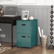SteeLoong 26H File Cabinet on Whells,Freestanding Storage Organizer,Green Metal 2-Drawer,Letter Size,Easy Assemble