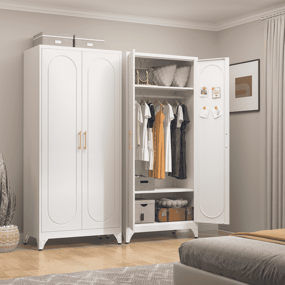 SteeLoong 71" Metal Wardrobe Closet, Adult Modern Armoires with Hanging Rod & Adjustable Shelves for Bedroom