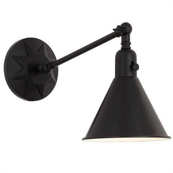 Steel 1 Light Swing Arm Wall Sconce in Contemporary Style with Metal Shade-11 inches H X 7 inches W-Matte Black Finish Bailey Street Home