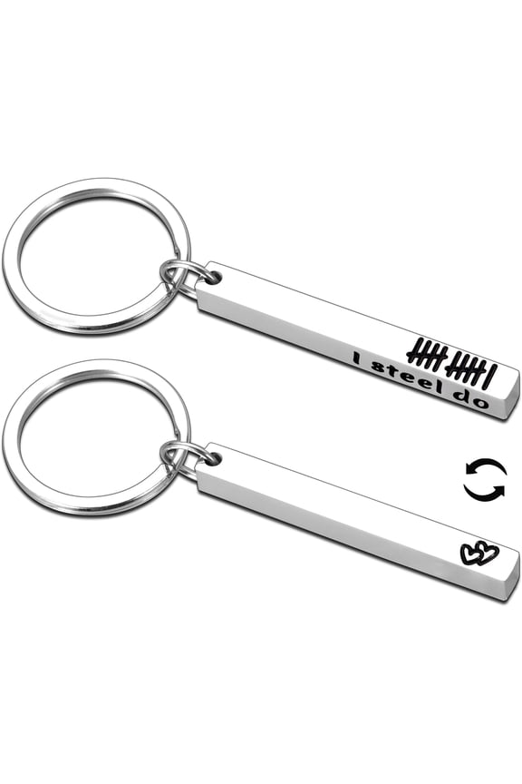 Steel 11th Anniversary Keychain Gifts for Him Her Couple, 11th Anniversary Steel Gifts for Wife Husband, 11 Year Anniversarys Wedding Gift for Him Her, Romantic Steel Keychain for Women Men