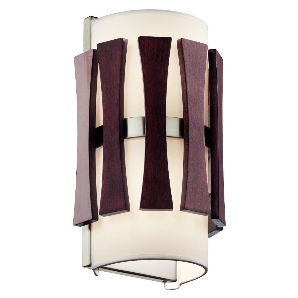 Auburn Stained Wood and Clear Glass Wall Sconce
