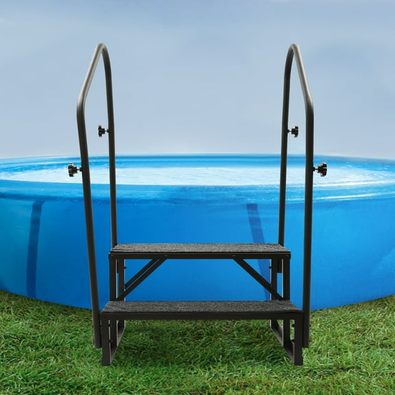 Steel 2 Steps Handrail Hand Rail Stair RV Exterior Steps Camper Steps NEW