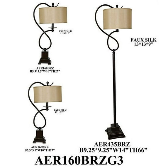 Steel 3-Piece Steel Lamp Set