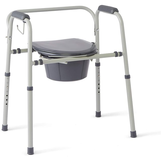 Steel 3in1 Bedside Commode, Portable Toilet with Microban Protection