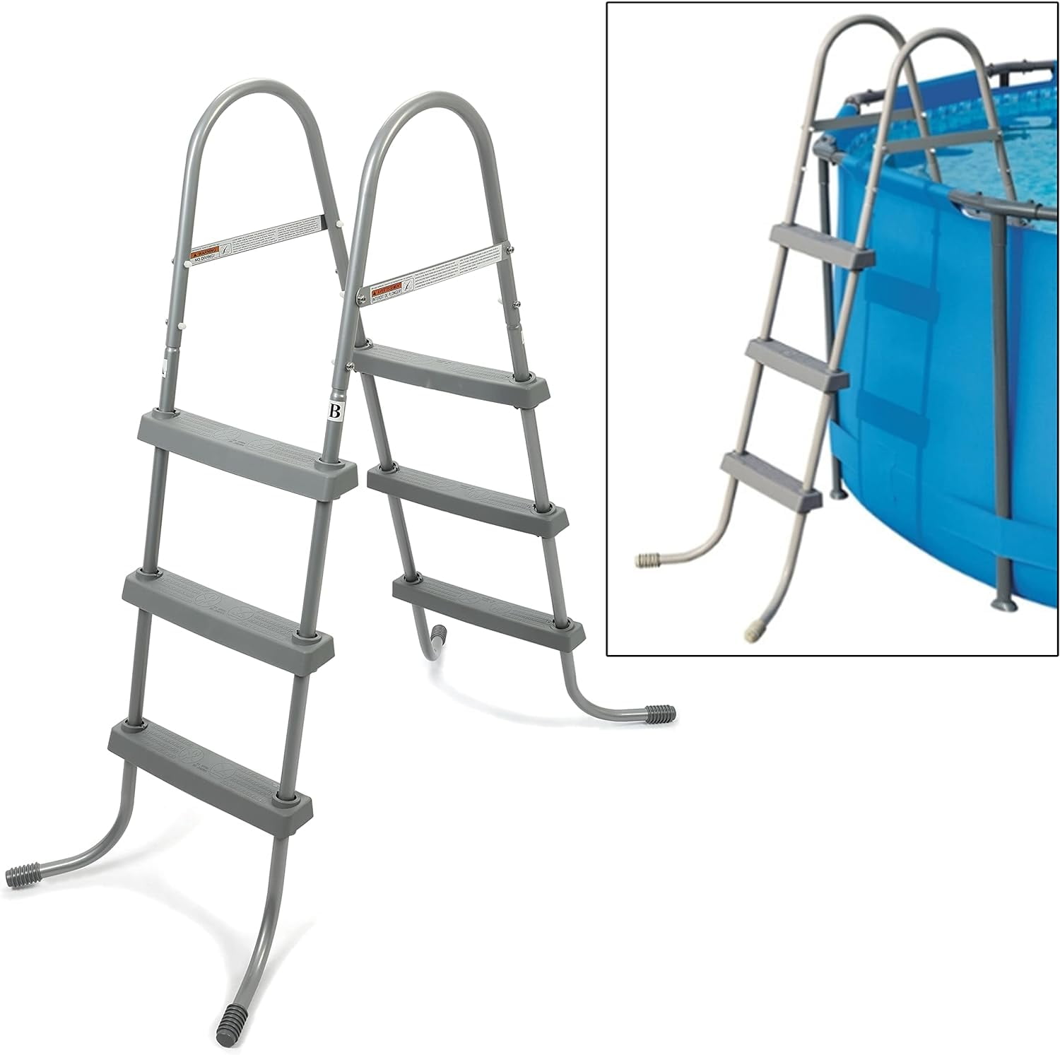 Steel 36 Inch Heavy Duty Swimming Pool Ladder Above Ground With 3 Plastic Removable Steps Non