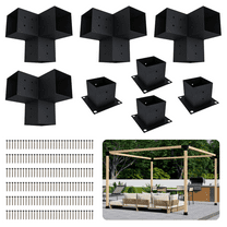 Steel 4x4 Pergola Brackets for Free-Standing 8' x 8' Pergola Without Roof - DIY Small Backyard Pergola Kit (Lumber Not Included)