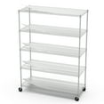 thumbnail image 1 of Steel 5 Tier Chrome Shelving Unit Heavy Duty 7500lb Capacity Adjustable Storage Rack With Wheels And Liners For Garage Warehouse Organization 82 Inch Height, 1 of 7
