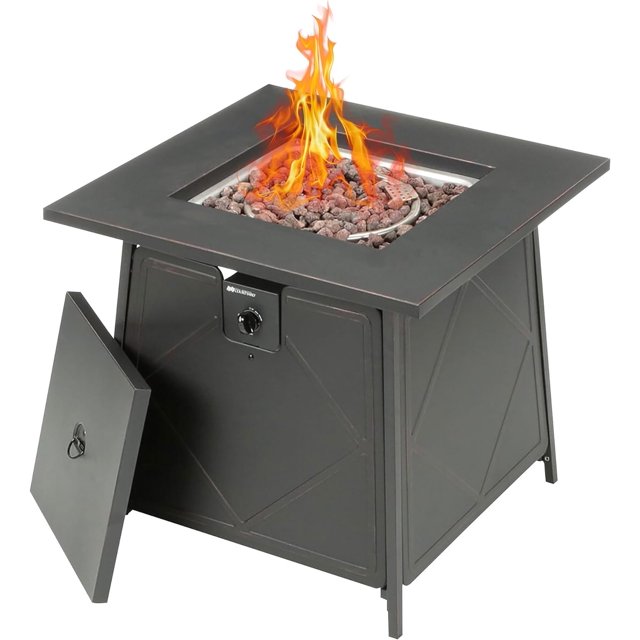 Steel 50K BTU Smokeless Propane Gas Square Table Fireplace for Outdoor