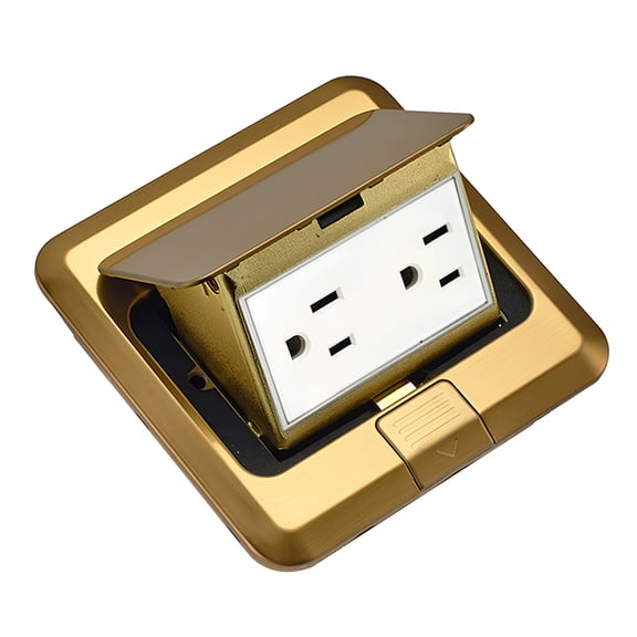 Steel 6 Outlet Floor Receptacle Strong 6 Port Floor Mounted Electrical Outlet for Modern Living Space & Work Areas