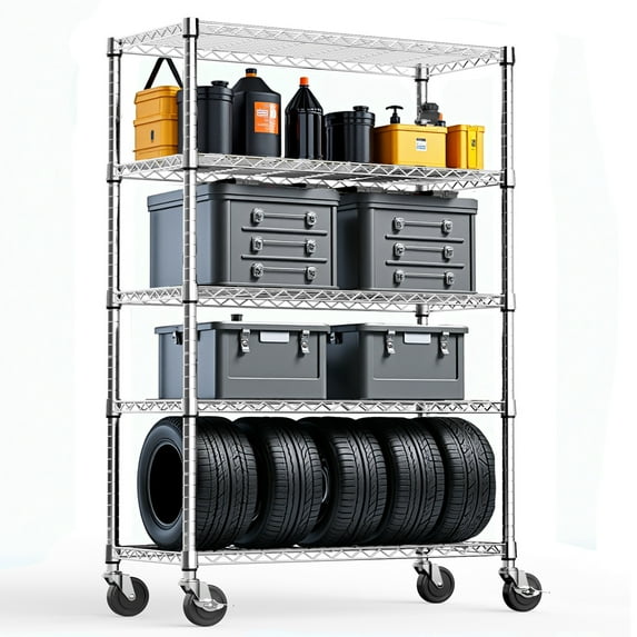 Steel 6 Tier Chrome Mobile Shelving Unit Heavy Duty Adjustable Storage Rack With Wheels For Home Kitchen Garage Organization 76 Inch Height