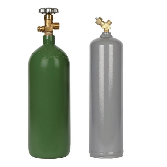 Steel Acetylene MC & 20 Cu ft Steel Oxy-Acetylene Welding Cylinder Set, 10 Cu ft, 2 Count