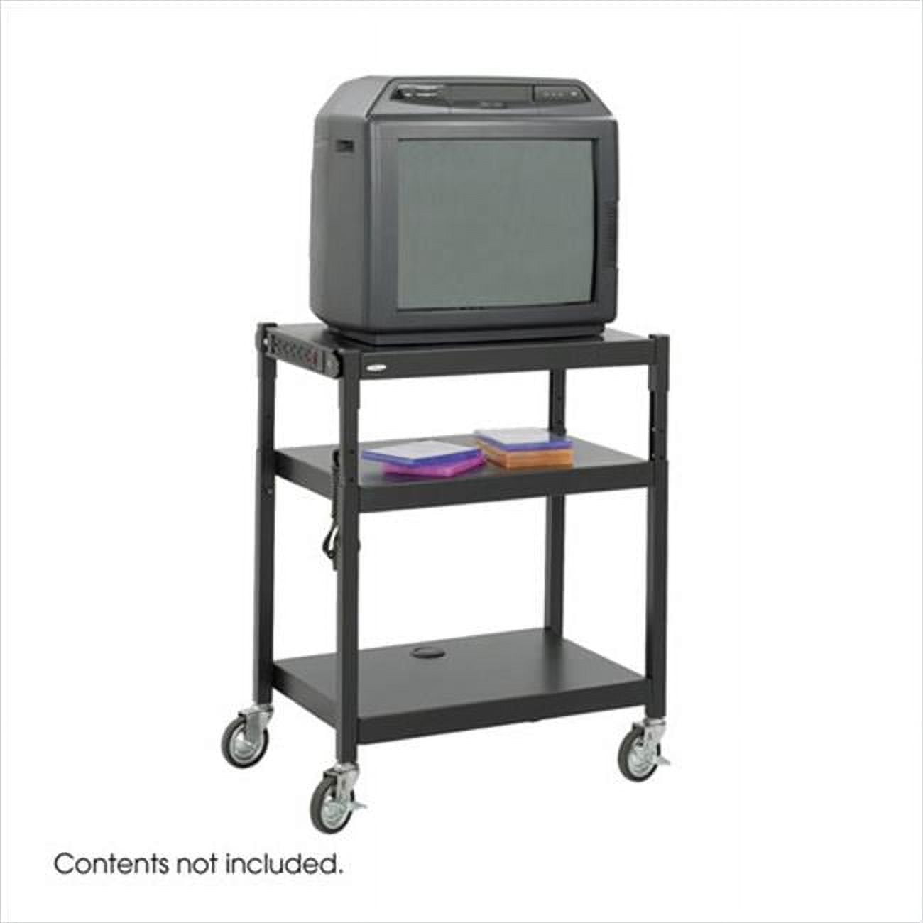 Black Adjustable Height Steel AV Cart with Shelves