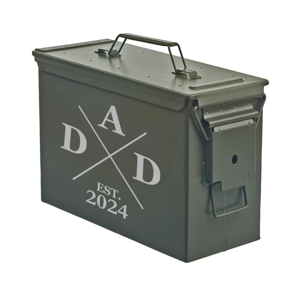 Steel Ammo Can Storage Box Ammunition Case New Dad Father Dad Est 2024 Cross (30cal, Green)