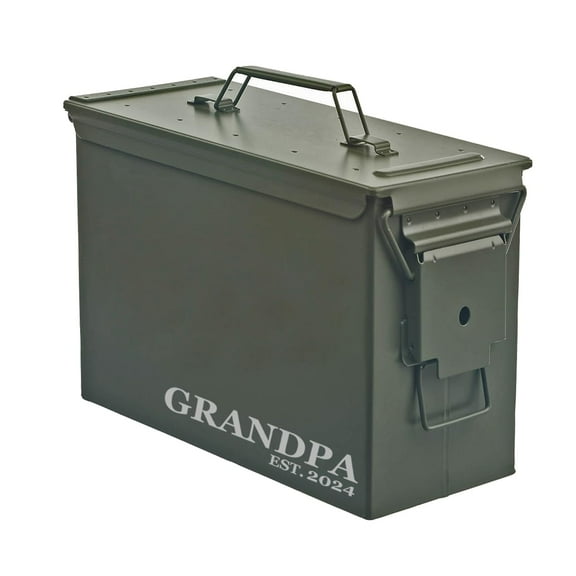 Steel Ammo Can Storage Box Ammunition Case New Grandfather Grandpa Est 2024 (30cal, Green)
